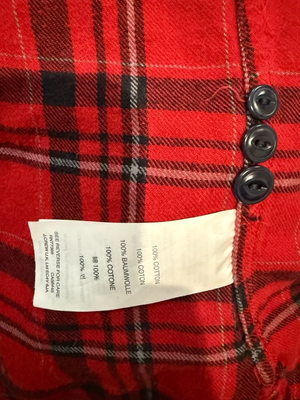 J. Crew Red and Black Plaid Flannel Shirt
